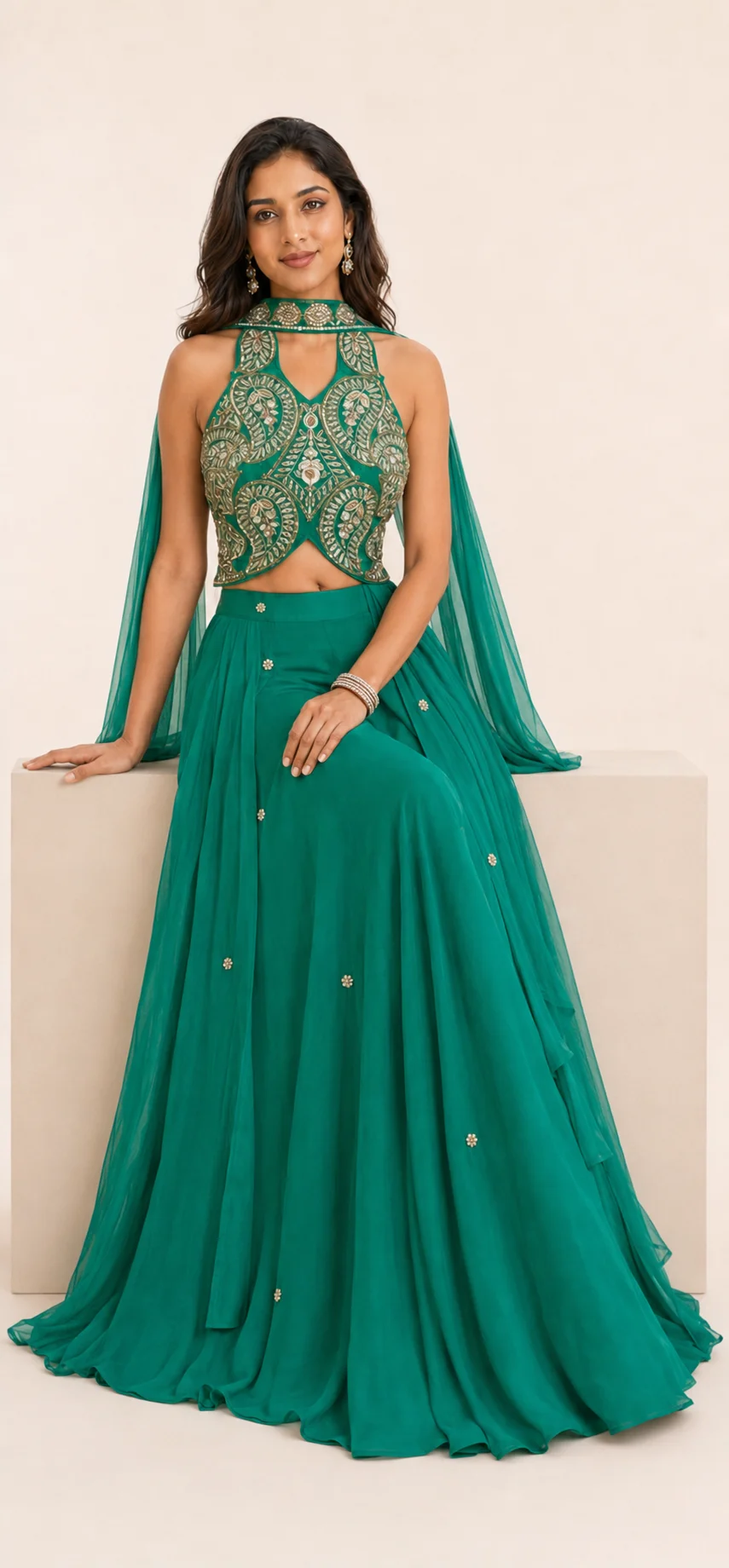 Emerald Green Lehenga — 1