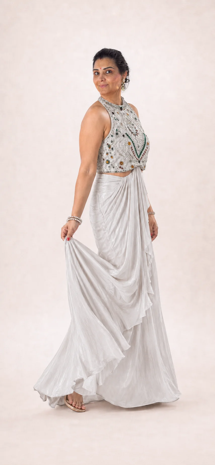 Silver Gown with Crystals and Ruffle — 1
